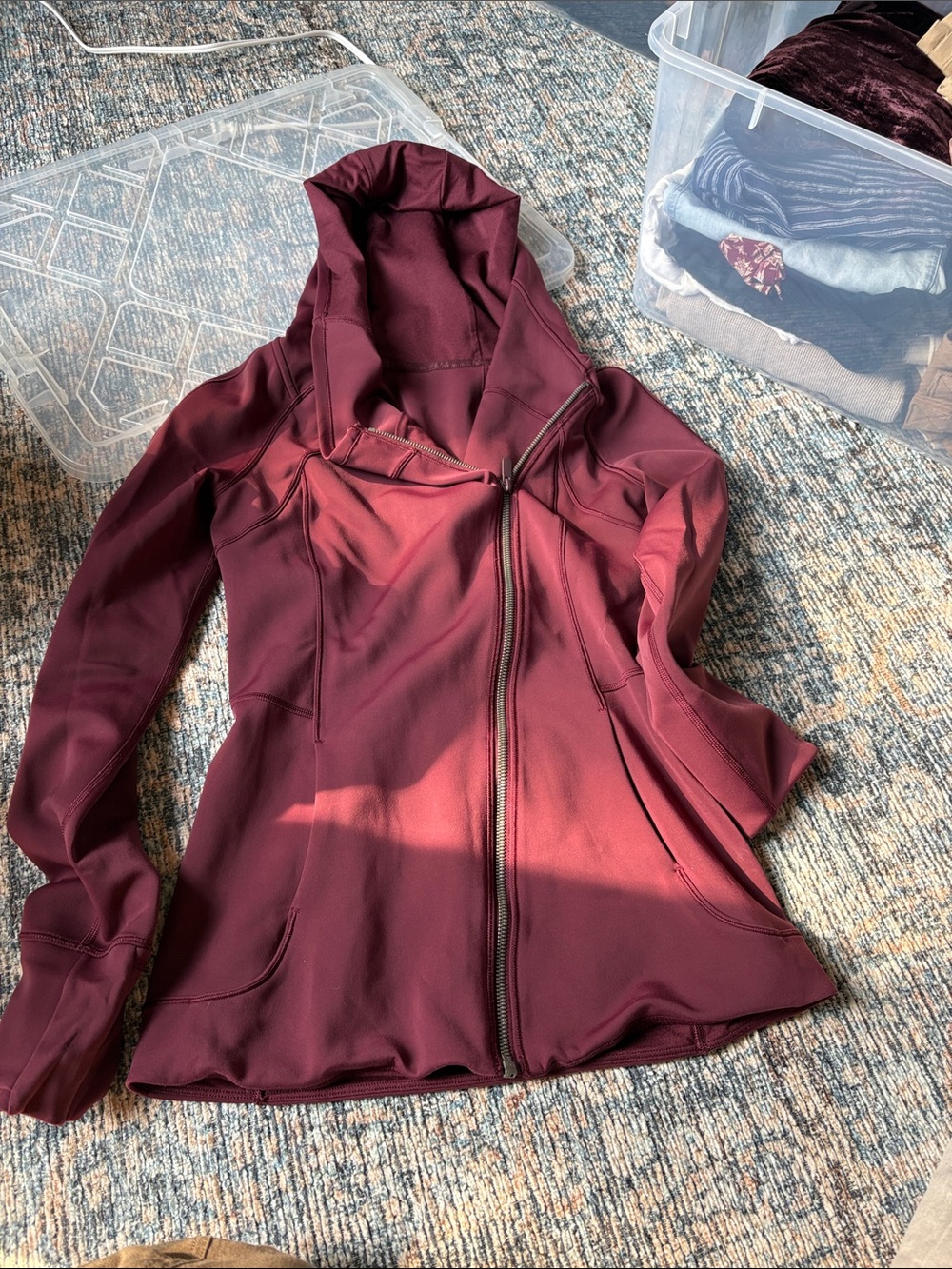 lululemon athletica Maroon Hooded Full-Zip Athletic Jacket